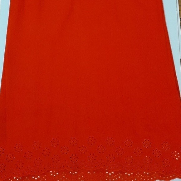 Old Navy Eyelet Hem Flutter Sleeves Drop Waist Boho Shift Red Orange Dress S/P - Picture 12 of 13